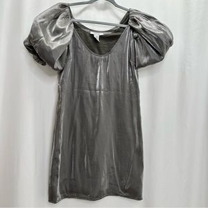 Vertigo silver puff shirt sleeve mini dress metallic